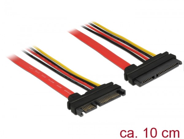 Verlängerungskabel SATA 6Gb/s, 22 Pin Stecker an SATA 22 Pin Buchse (5V + 12V), 0,1m, Delock® [83802]