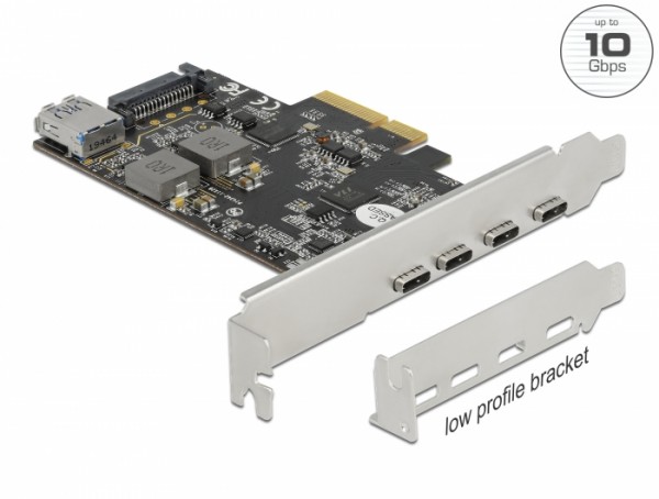 PCI Express x4 Karte zu 4 x USB Type-C™ + 1 x USB Typ-A - SuperSpeed USB 10 Gbps - Low Profile Formfaktor, Delock® [90059]