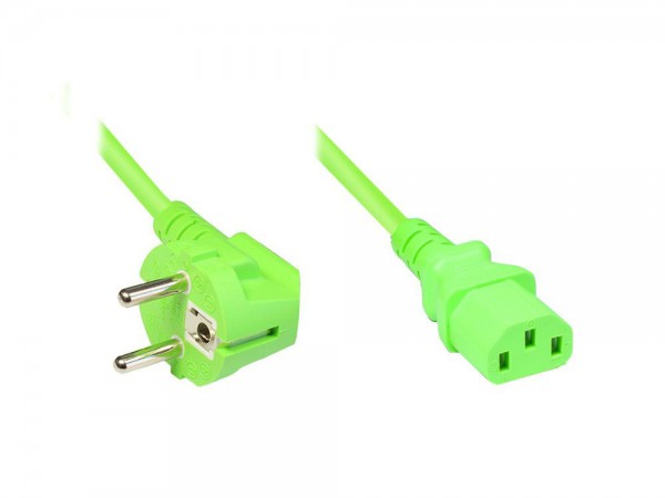 Netzkabel Schutzkontakt-Stecker an Kaltgeräte-Buchse, Typ F an C13, 5m, grün, Good Connections®