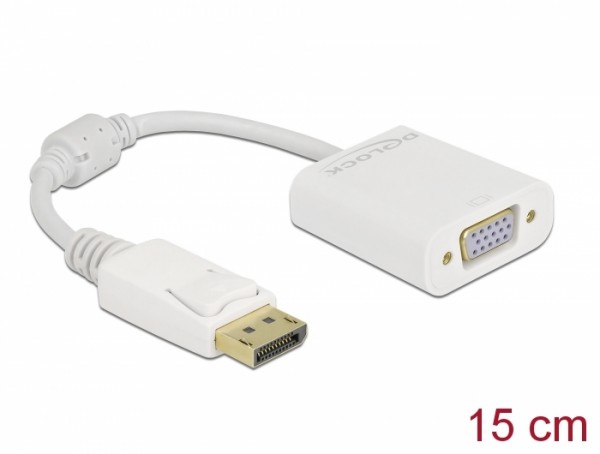 Adapter DisplayPort 1.2 Stecker zu VGA Buchse Passiv weiß, Delock® [61007]