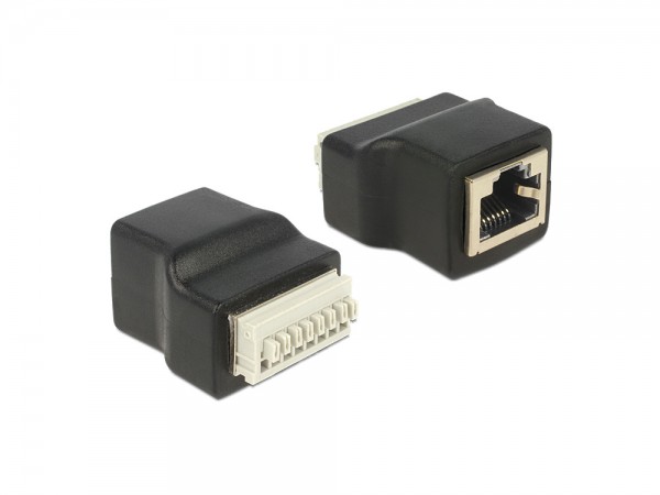 Adapter RJ45 Buchse an Terminalblock mit Drucktasten 8 Pin, Delock® [65527]