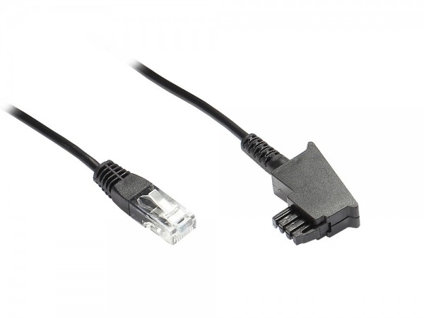 TAE Anschlußkabel DSL / VDSL, TAE-F Stecker an Westernstecker 8P2C, 3m, schwarz, Good Connections®