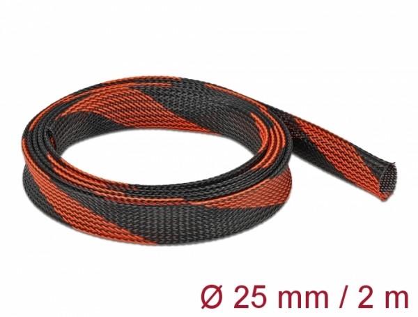 Geflechtschlauch dehnbar 2 m x 25 mm schwarz-rot, Delock® [20748]