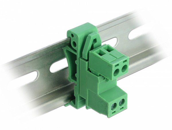 Terminalblock Set für Hutschienen, 2-Pin, mit Rastermaß 5,08mm, gewinkelt, Delock® [66078]