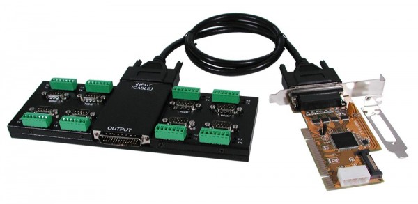 8S Seriell RS-232/422/485 PCI Metall Modul mit PCI Adapter, 44 Pin Kabel, Wand- und Din-Rail Kit, LP Bügel, Exsys® [EX-47040P]