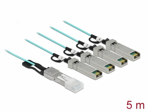 Aktives Optisches Kabel QSFP+ zu 4 x SFP+ 5 m, Delock® [84069]