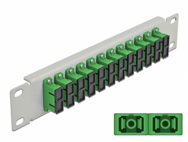 10? LWL Patchpanel 12 Port SC Duplex grün 1 HE grau, Delock® [66792]