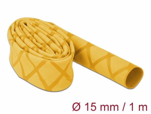 Schrumpfschlauch X-Muster rutschfest 1 m x 15 mm gelb, Delock® [19592]