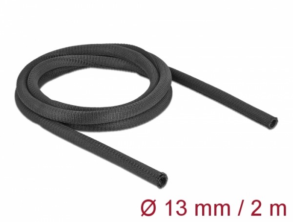 Gewebeschlauch selbstschließend hitzebeständig 2 m x 13 mm schwarz, Delock® [19171]