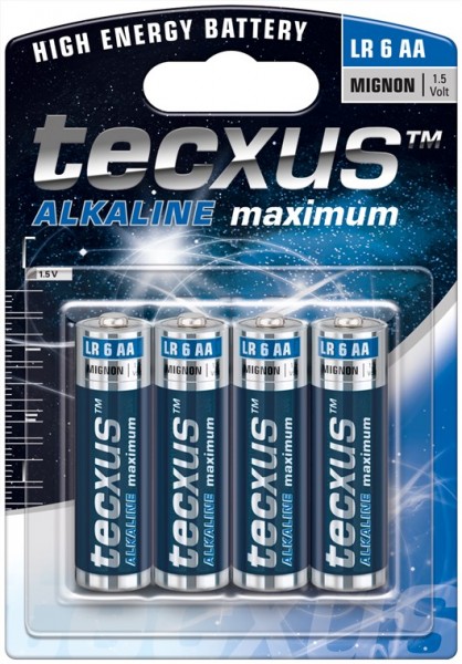 Tecxus® Batterie (High Energy) Alkali Mignon LR 6 (AA) 1,5V, 4er Pack in Blister
