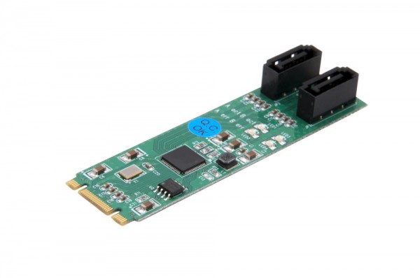2-Port SATA3 zu M.2 NFGG Karte, Hardware RAID 0/1, Exsys® [EX-48270]