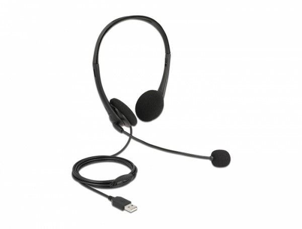 USB Stereo Headset mit Lautstärkeregler für PC und Notebook, Delock® [27179]