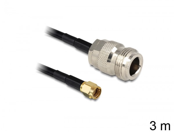 Antennenkabel RP-SMA Stecker an N Buchse LMR195, 3m, Delock® [88686]