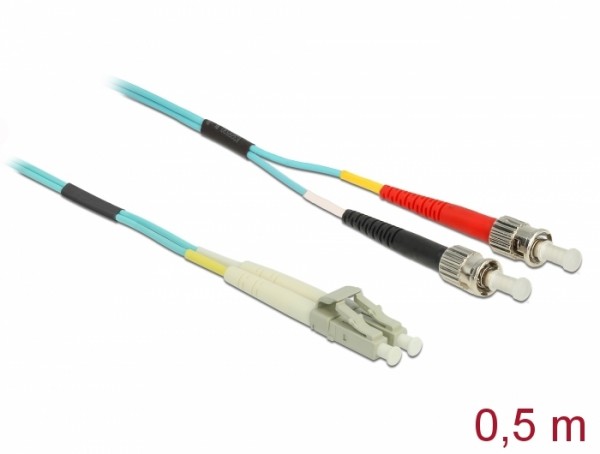 Kabel Lichtwellenleiter LC zu ST Multimode OM3 0,5 m, Delock® [86566]