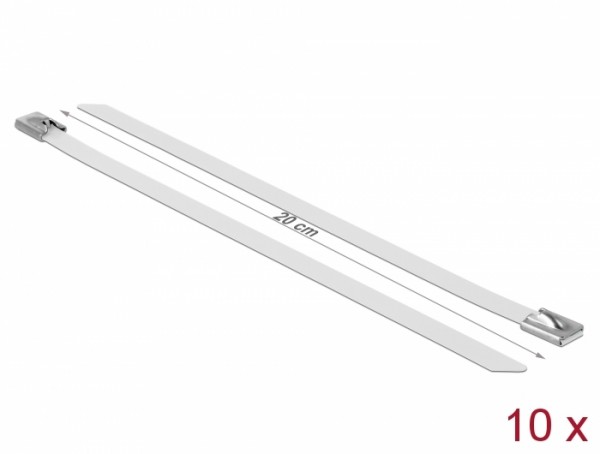 Edelstahlkabelbinder L 200 x B 7,9 mm weiß 10 Stück, Delock® [18821]