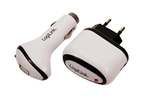LogiLink® USB 2.0/ USB 1.1 Ladegeräte Set 12+220V 1000mA [PA0009A]