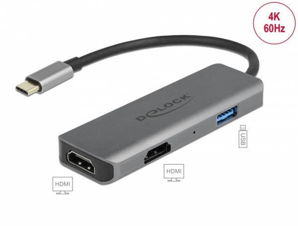 USB Type-C™ zu Dual HDMI Adapter mit 4K 60 Hz und USB Port, Delock® [87780]