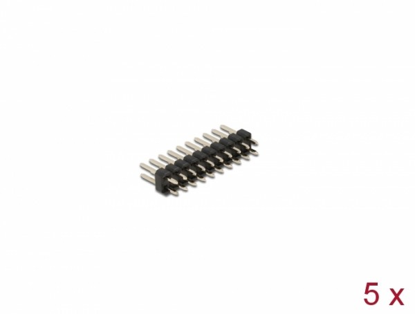 Stiftleiste 10 Pin, Rastermaß 2,54 mm, 2-reihig, gerade, 5 Stück, Delock® [66698]