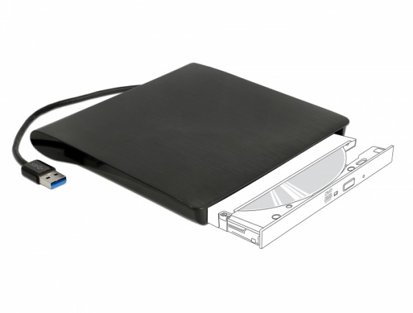 Externes Gehäuse für 5,25" Ultra Slim SATA Laufwerke 9,5mm an USB Typ-A Stecker, Delock® [42603]