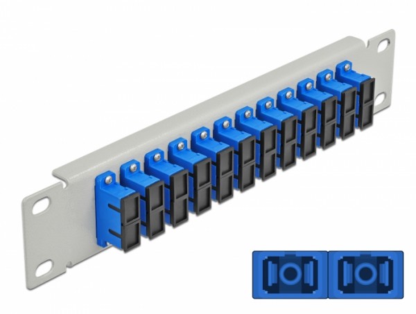 10? LWL Patchpanel 12 Port SC Duplex blau 1 HE grau, Delock® [66791]