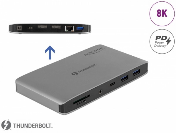 Thunderbolt™ 3 Dockingstation 8K - Dual DisplayPort / USB / LAN / SD / Audio / PD 3.0, Delock® [87777]