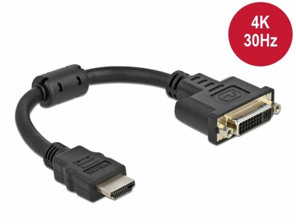 Adapter HDMI Stecker zu DVI 24+5 Buchse 4K 30 Hz 20 cm, Delock® [65206]