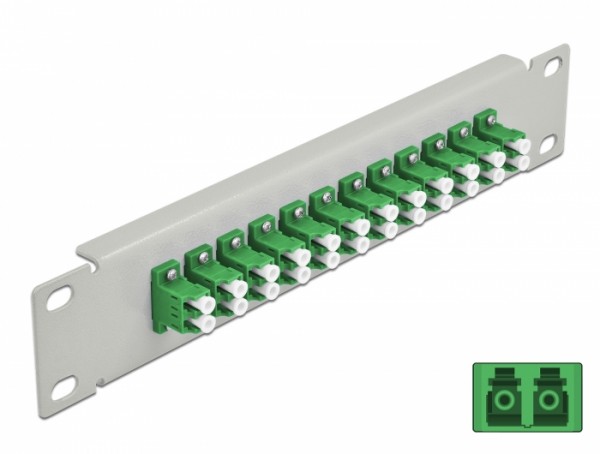 10? LWL Patchpanel 12 Port LC Duplex grün 1 HE grau, Delock® [66787]