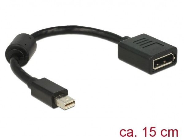 Adapter Mini Displayport 1.2 Stecker an Displayport Buchse, 16K, schwarz, Delock® [65554]