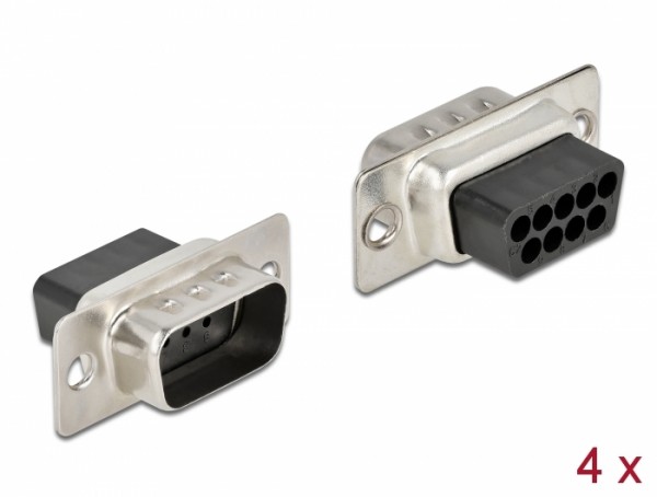 D-Sub 9 Pin Crimp Stecker, Metall, 4 Stück, Delock® [66708]