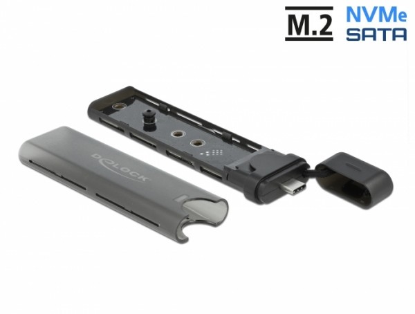 Externes USB Type-C™ Combo Gehäuse für M.2 NVMe PCIe oder SATA SSD - werkzeugfrei, Delock® [42635]