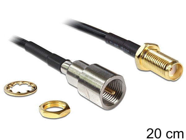 Antennenkabel SMA Buchse zum Einbau an FME Stecker, 0,2m, Delock® [88587]