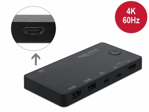 HDMI / USB-C™ KVM Switch 4K 60 Hz mit USB 2.0, Delock® [11477]