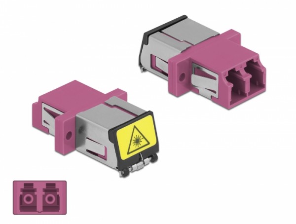 LWL Kupplung mit Laserschutzklappe LC Duplex Buchse zu LC Duplex Buchse Multimode violett, Delock® [86901]