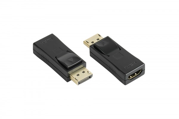 Adapter Displayport 1.2 Stecker an HDMI Buchse, 4K / UHD @30Hz, vergoldete Kontakte, schwarz, Good Connections®