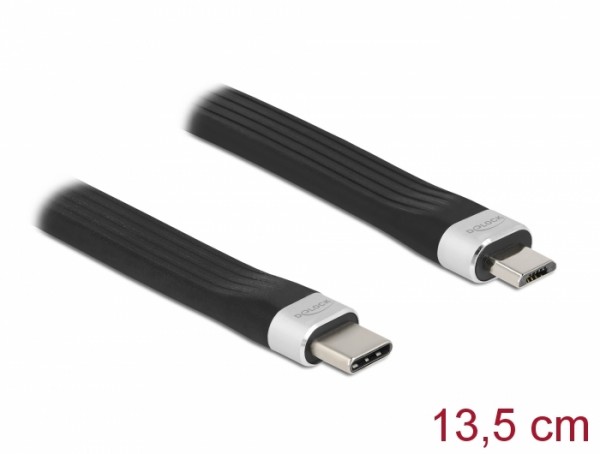 USB 2.0 FPC Flachbandkabel USB Type-C™ zu USB Typ Micro-B 13,5 cm PD 3 A, Delock® [86793]