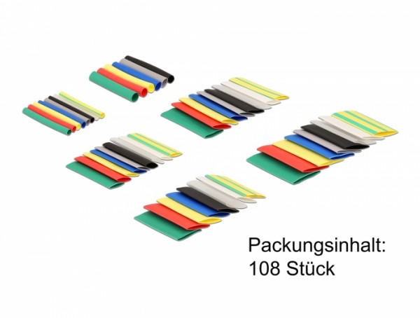 Schrumpfschlauch Set 108 Stück farbig, Delock® [19400]