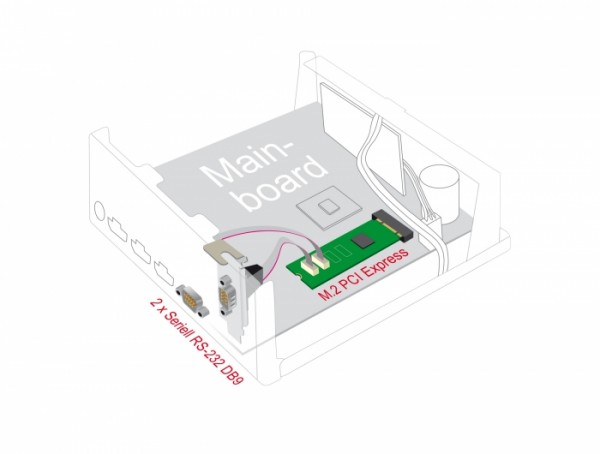 M.2 Karte zu 2 x Seriell RS-232 DB9 mit Standard und Low Profile Slotblenden, Delock® [95270]