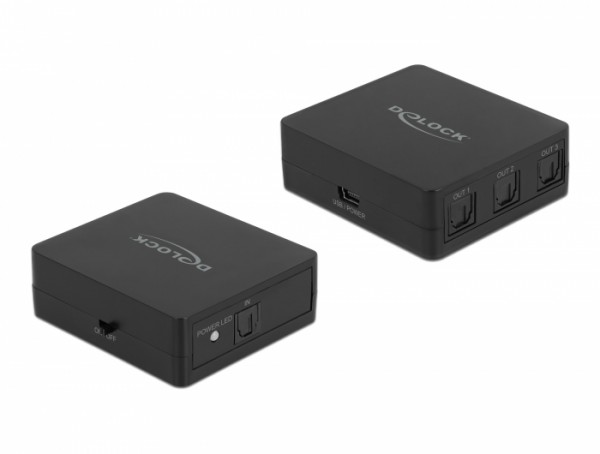 S/PDIF TOSLINK Splitter 1 In 3 Out mit USB Stromversorgung, Delock® [63397]