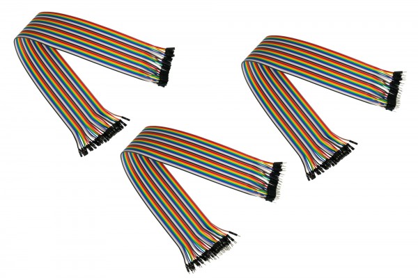 kabelmeister® Jumper Wire 40-Pin trennbare Adern für Arduino, Raspberry Pi etc., 3er-Set (BU-BU/ST-BU/ST-ST), 20cm