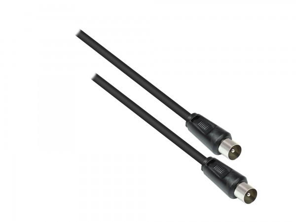 Antennenkabel, Koax/IEC Stecker beidseitig (vernickelt), 2x geschirmt ( <70dB / 75 Ohm), CCS, schwarz, 2,5m, Good Connections®