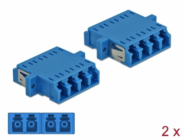 LWL Kupplung LC Quad Buchse zu LC Quad Buchse Singlemode 2 Stück blau, Delock® [86538]