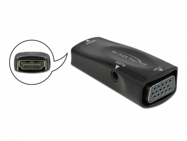 Adapter HDMI-A Buchse zu VGA Buchse 1080p mit Audio , Delock® [66560]