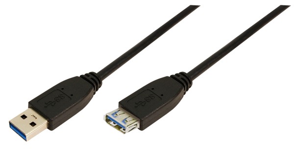Verlängerungskabel, USB 3.0, Stecker A an Buchse A, schwarz, 1m, LogiLink® [CU0041]