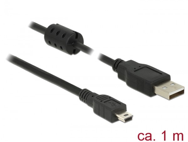 USB Kabel 2.0 Typ-A Stecker an USB 2.0 Mini-B Stecker, schwarz, 1,0 m Delock® [84912]
