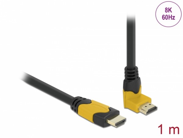 High Speed HDMI Kabel Stecker gerade zu Stecker 90° oben gewinkelt 48 Gbps 8K 60 Hz 1 m, Delock® [86988]