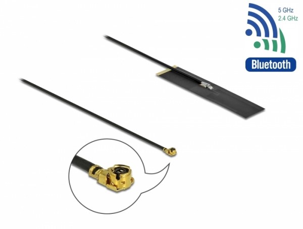 Dualband WLAN ac/ax/a/b/g/n Antenne MHF® I Stecker 1,7 - 4,7 dBi PIFA FPC omnidirektional, Delock® [12628]