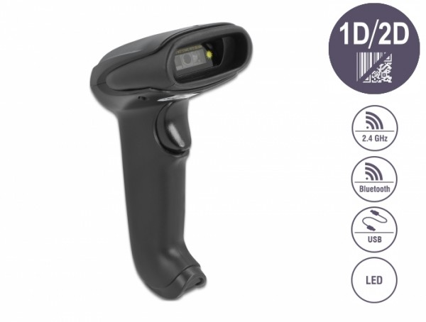 Barcode Scanner 1D und 2D für 2,4 GHz, Bluetooth oder USB, Delock® [90562]