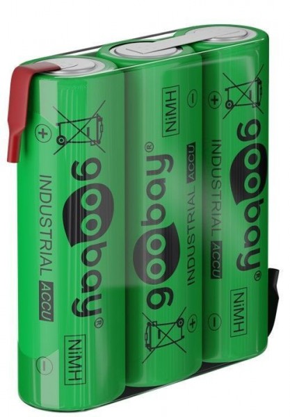 Industrieakku mit Lötfahne (Z), 3x AA (Mignon), HR6, 3,6V, 2100mAh, Nickel-Metallhydrid Akku (Ni-MH)