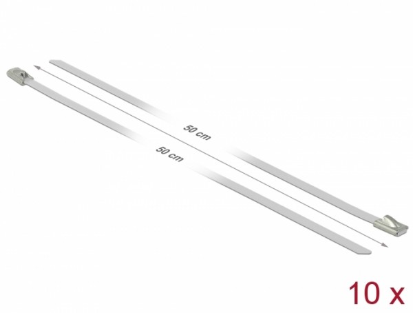 Edelstahlkabelbinder L 500 x B 4,6 mm weiß 10 Stück, Delock® [18820]