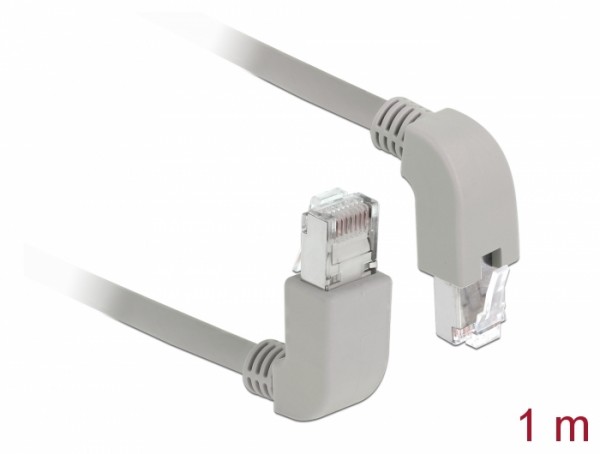 Netzwerkkabel RJ45 Cat.6 S/FTP oben / unten gewinkelt, grau, 1 m, Delock® [85862]